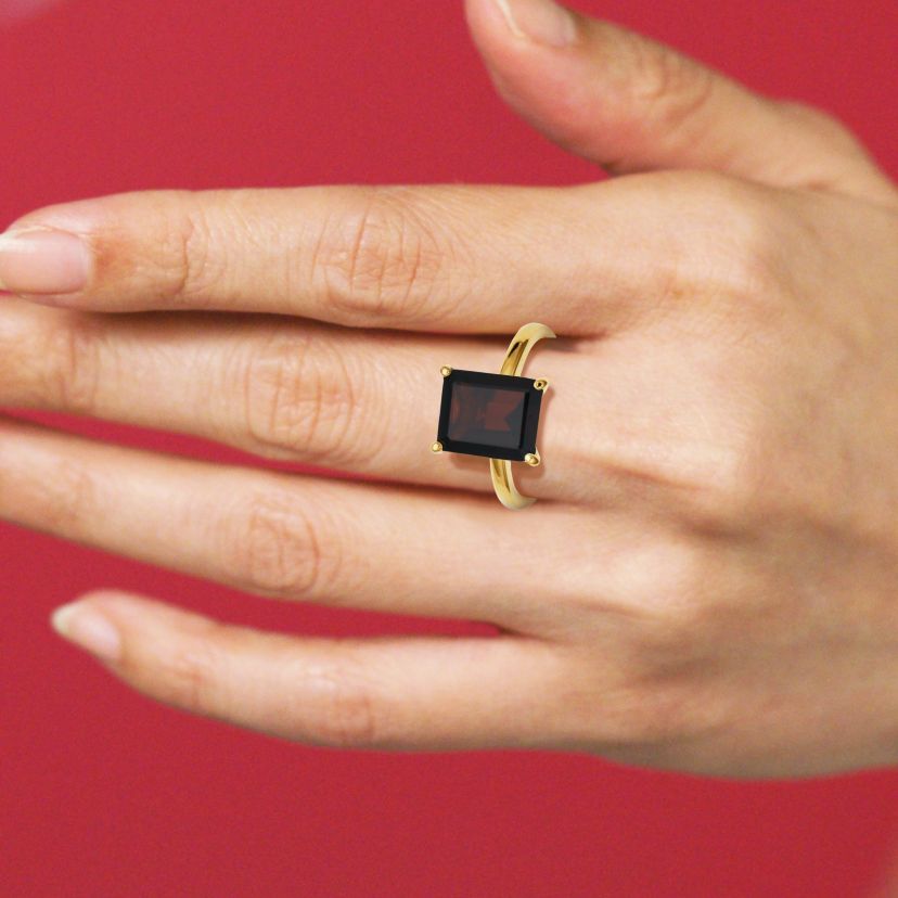 18K Yellow Gold Plated Sterling Silver Womens Genuine Gemstone Ring
