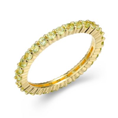 Aurealis 18K Yellow Gold Plated Sterling Silver Women's Genuine Gemstone Eternity Ring