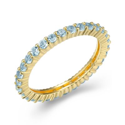 Aurealis 18K Yellow Gold Plated Sterling Silver Women's Genuine Gemstone Eternity Ring, Blue, 7