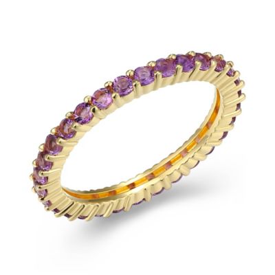 Aurealis 18K Yellow Gold Plated Sterling Silver Women's Genuine Gemstone Eternity Ring