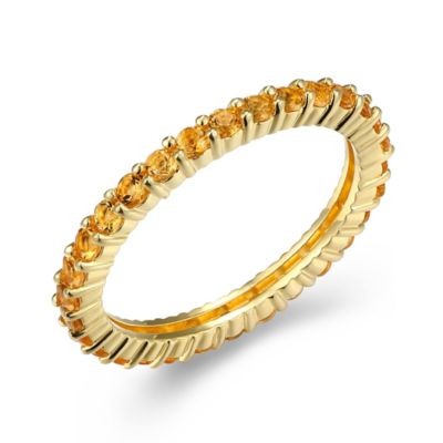 Aurealis 18K Yellow Gold Plated Sterling Silver Women's Genuine Gemstone Eternity Ring