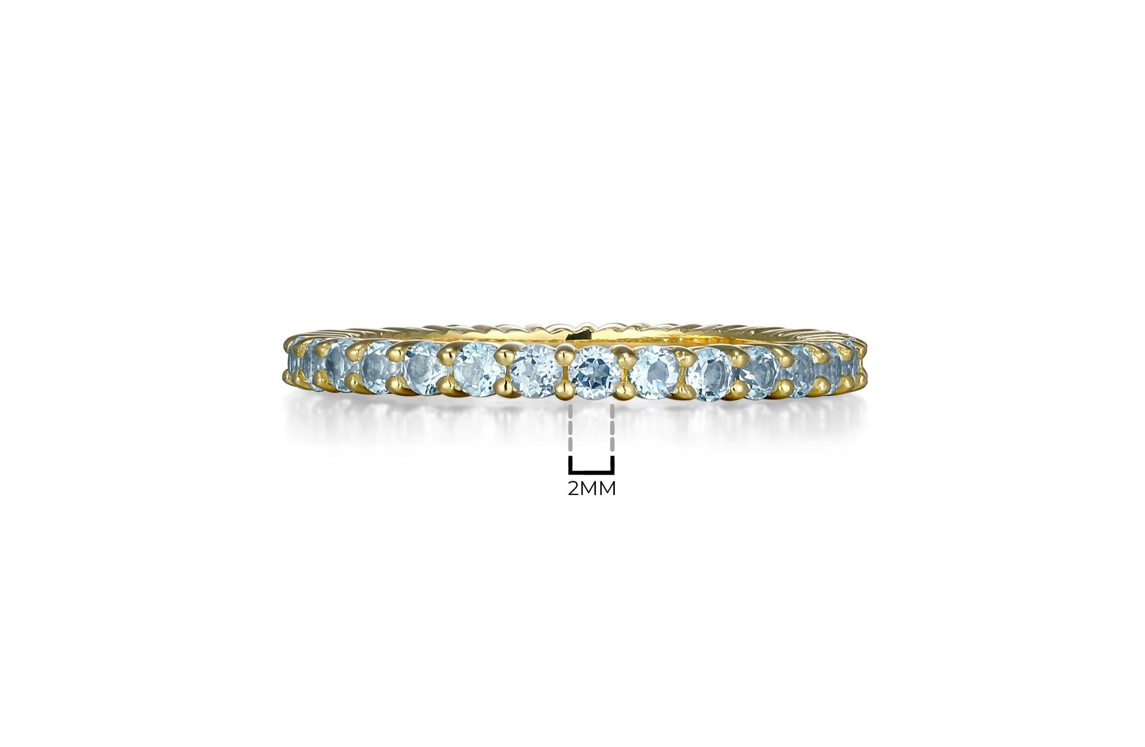 18K Yellow Gold Plated Sterling Silver Womens Genuine Gemstone Eternity Ring