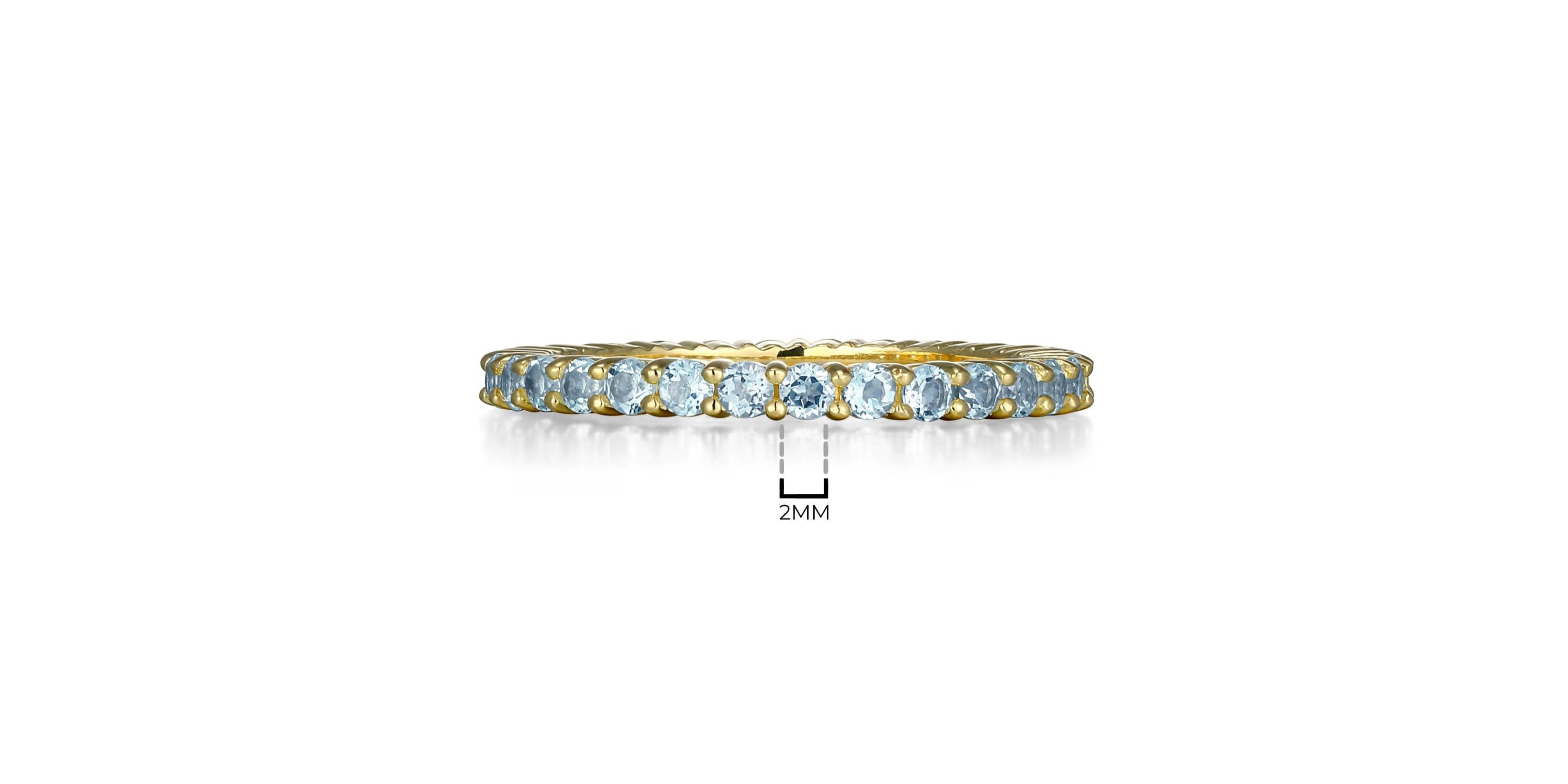 18K Yellow Gold Plated Sterling Silver Womens Genuine Gemstone Eternity Ring