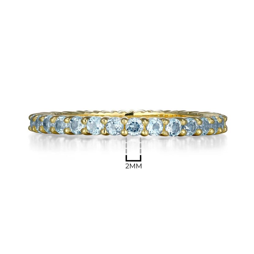 18K Yellow Gold Plated Sterling Silver Womens Genuine Gemstone Eternity Ring