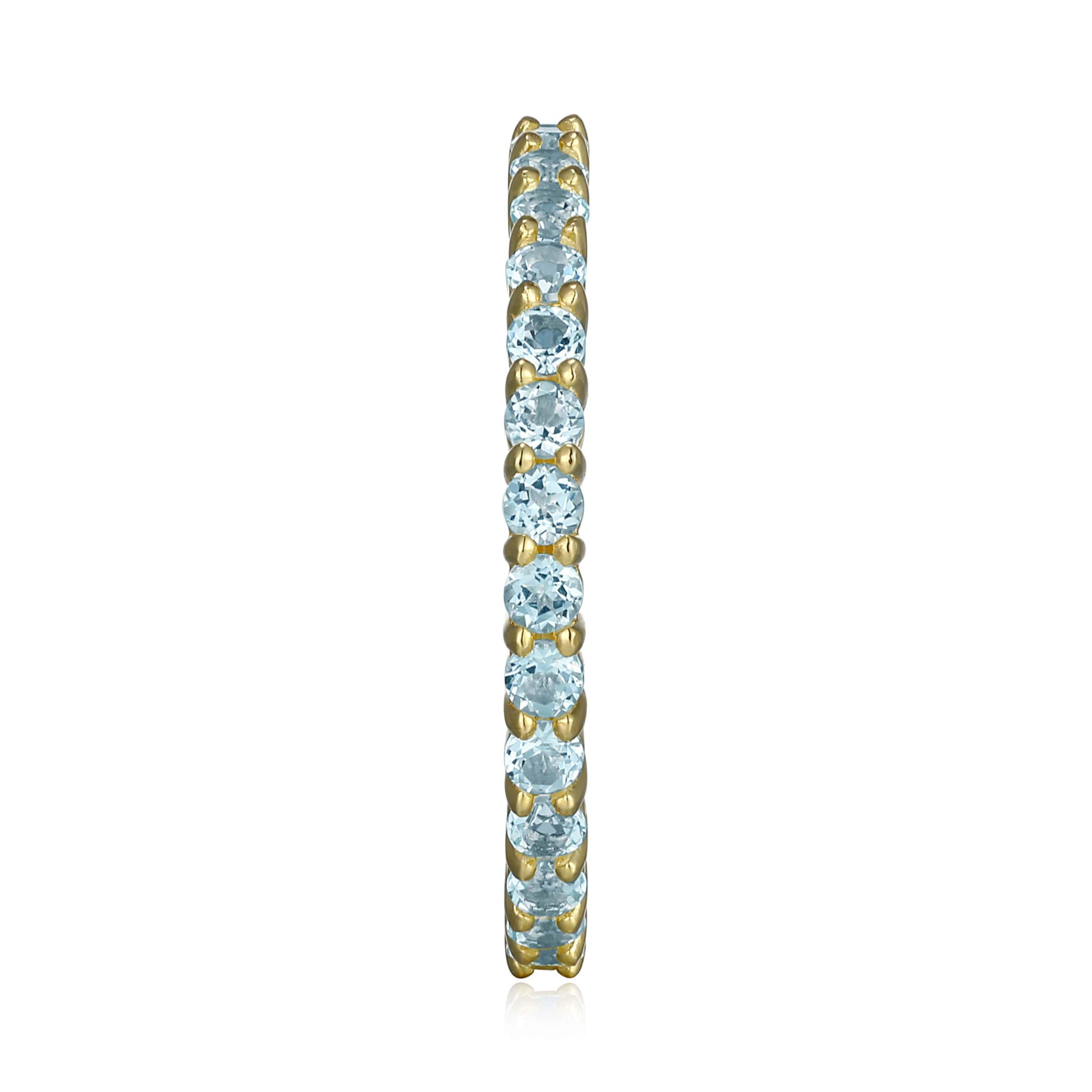 18K Yellow Gold Plated Sterling Silver Womens Genuine Gemstone Eternity Ring