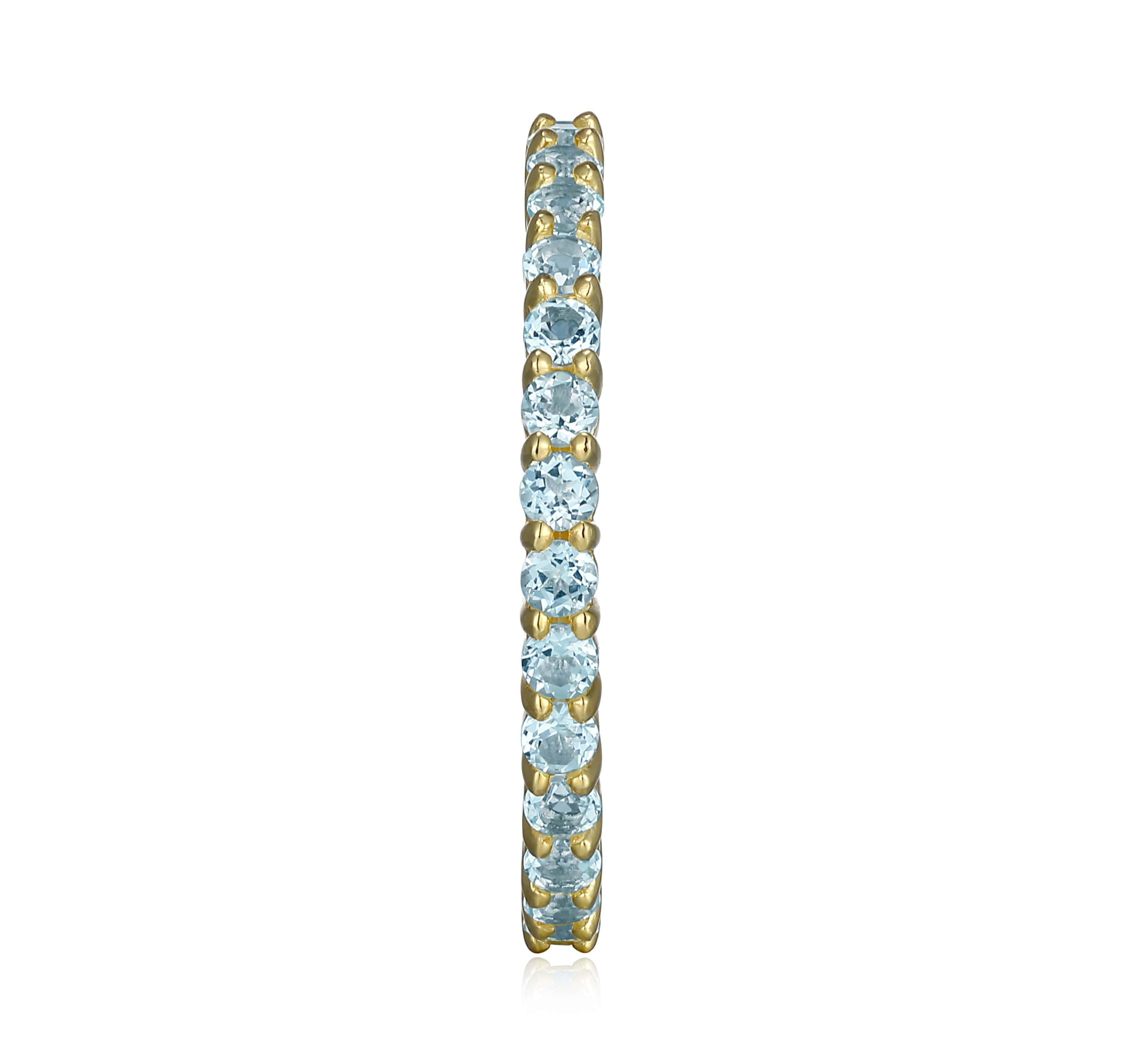 18K Yellow Gold Plated Sterling Silver Womens Genuine Gemstone Eternity Ring