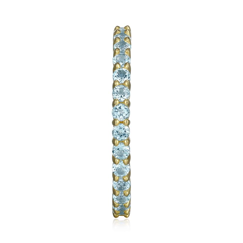 18K Yellow Gold Plated Sterling Silver Womens Genuine Gemstone Eternity Ring