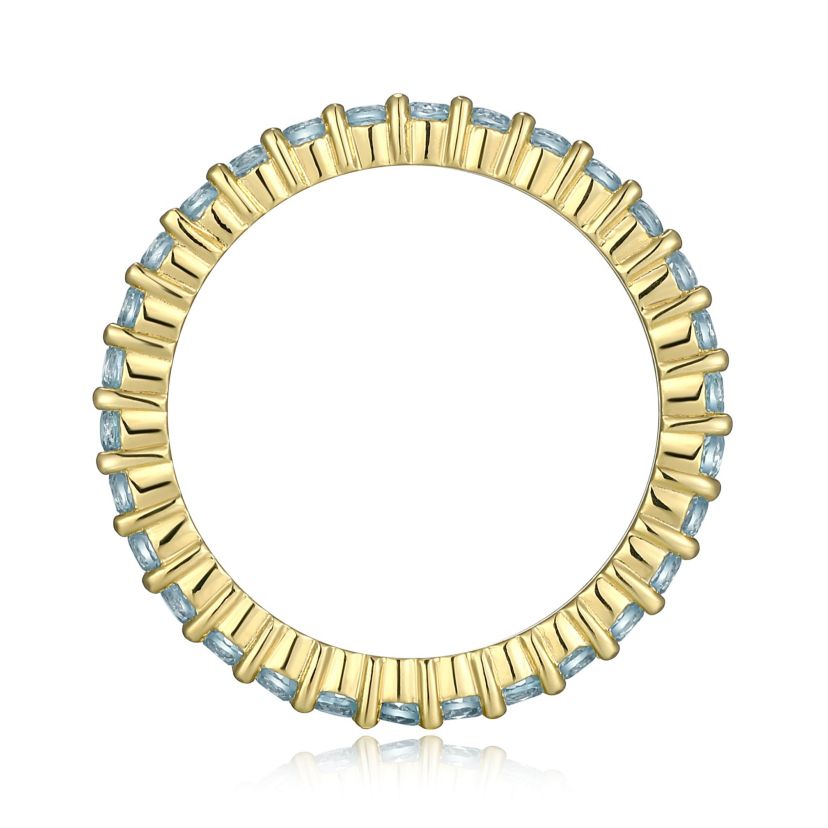 18K Yellow Gold Plated Sterling Silver Womens Genuine Gemstone Eternity Ring