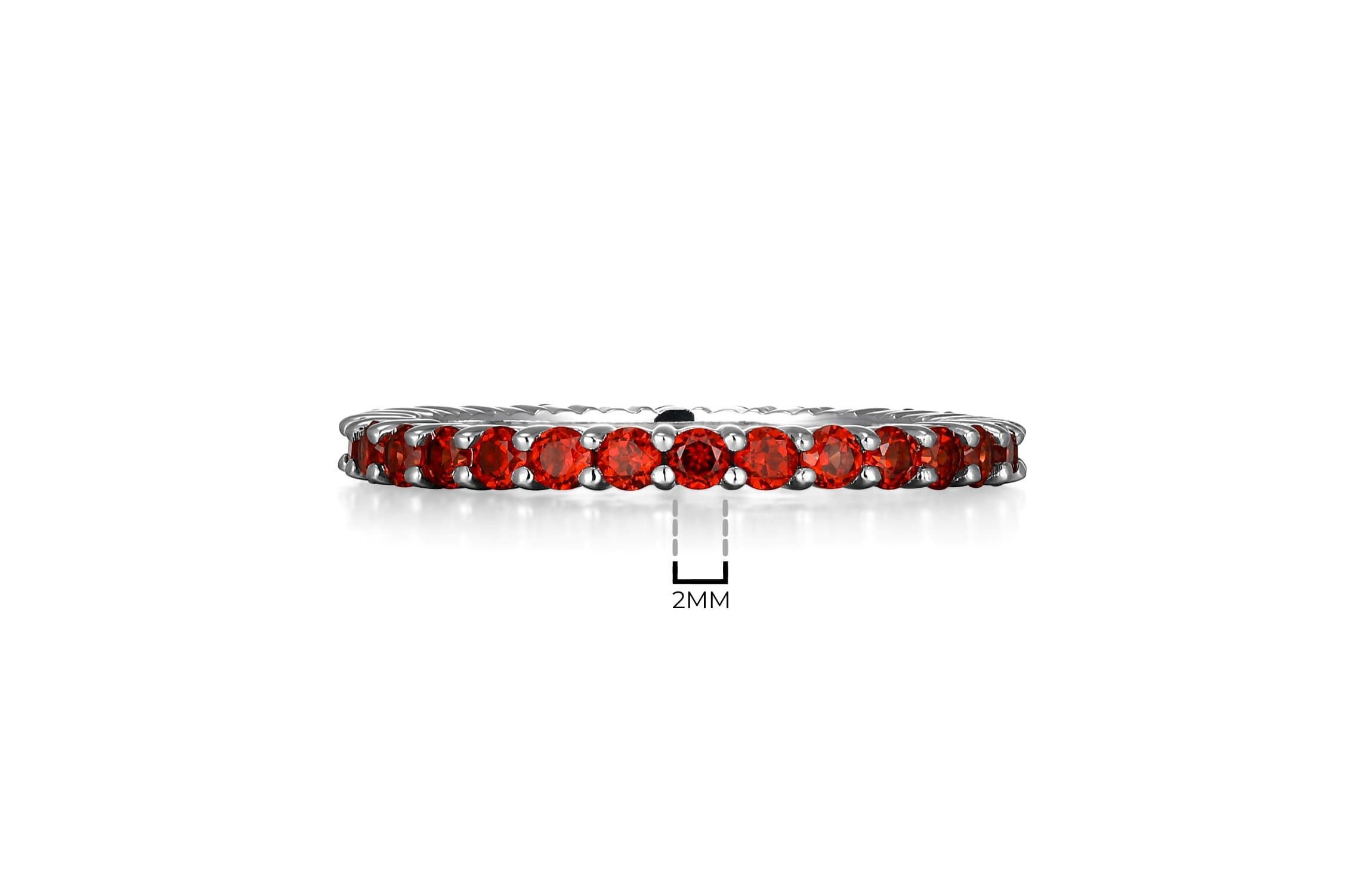 Rhodium Plated Sterling Silver Womens Genuine Gemstone Eternity Ring