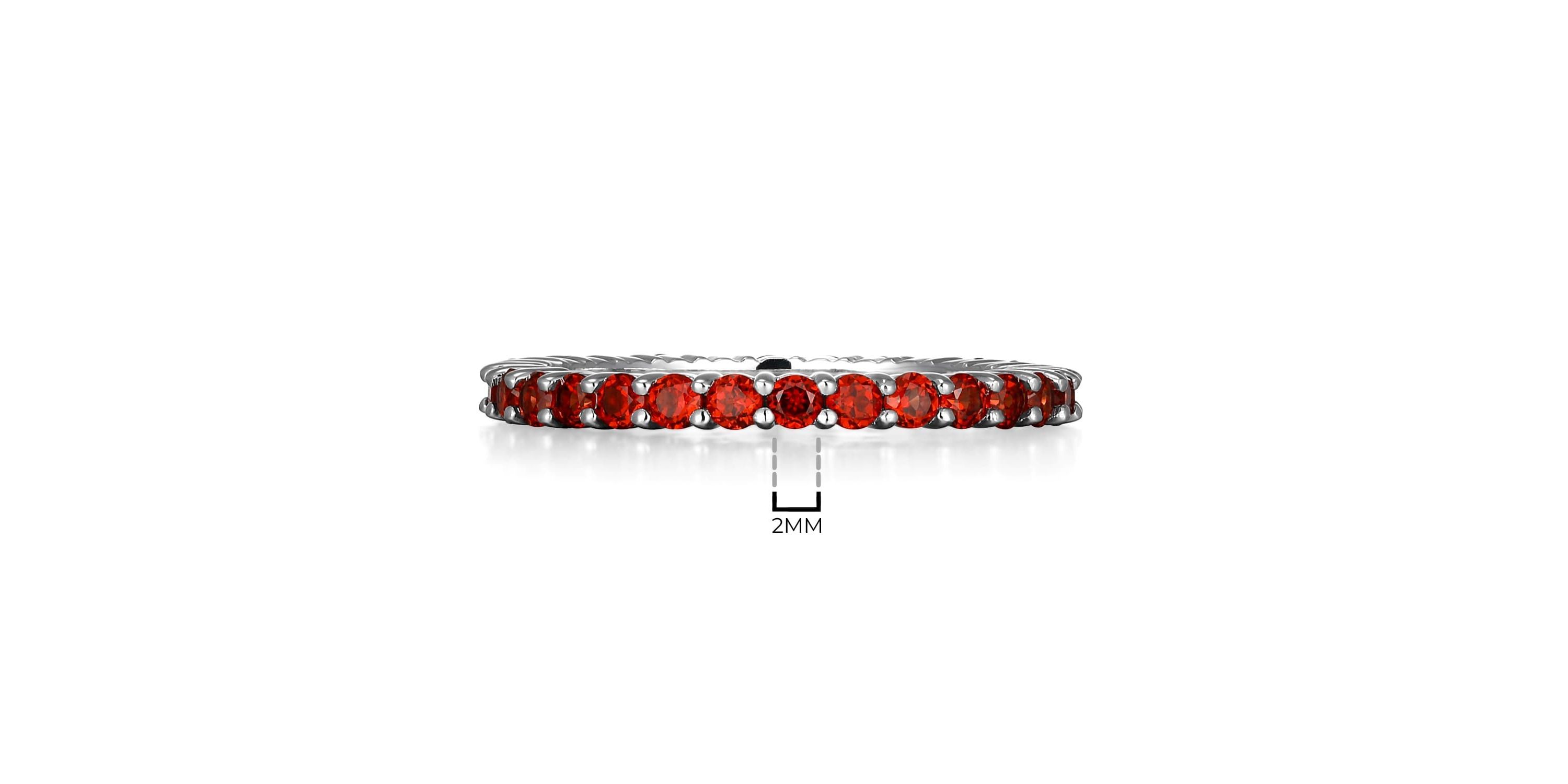 Rhodium Plated Sterling Silver Womens Genuine Gemstone Eternity Ring