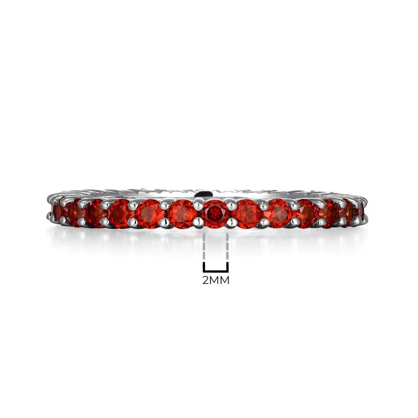 Rhodium Plated Sterling Silver Womens Genuine Gemstone Eternity Ring