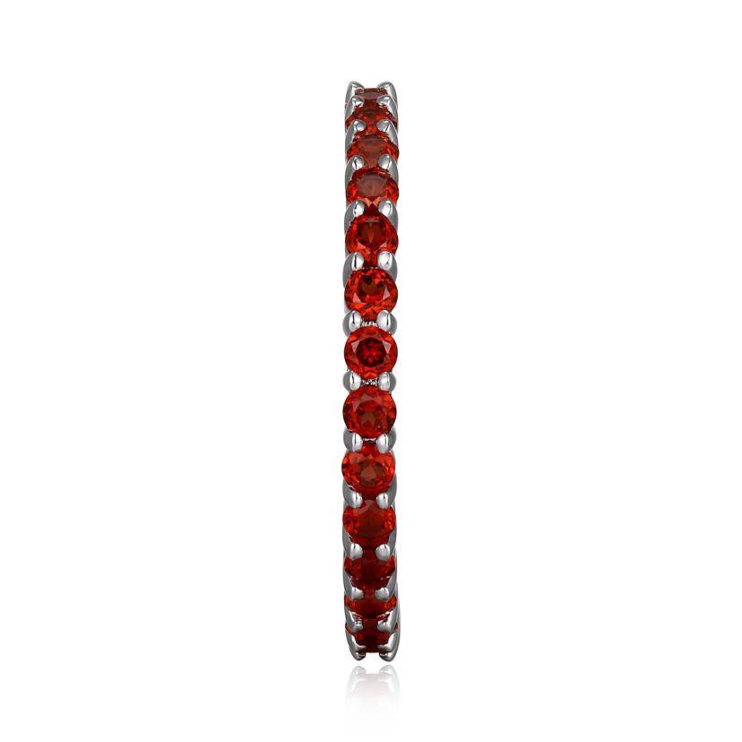 Rhodium Plated Sterling Silver Womens Genuine Gemstone Eternity Ring