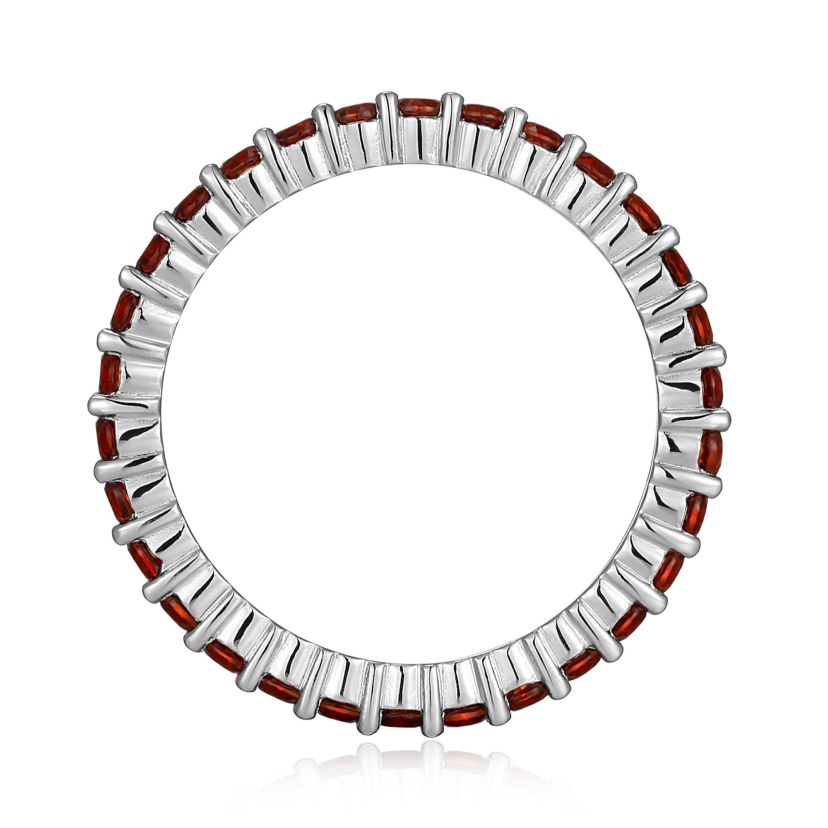 Rhodium Plated Sterling Silver Womens Genuine Gemstone Eternity Ring