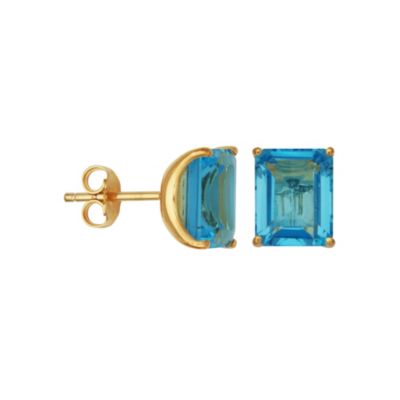 Aurealis 18K Yellow Gold Plated Sterling Silver Women's Genuine Gemstone Stud Earrings, Blue