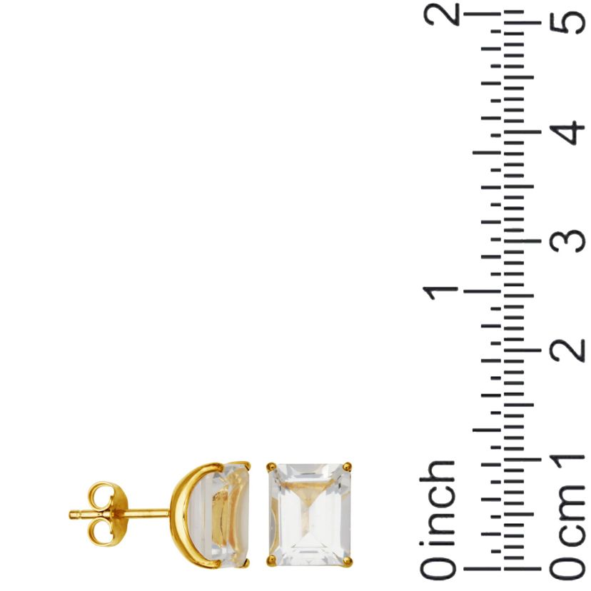 18K Yellow Gold Plated Sterling Silver Womens Genuine Gemstone Stud Earrings