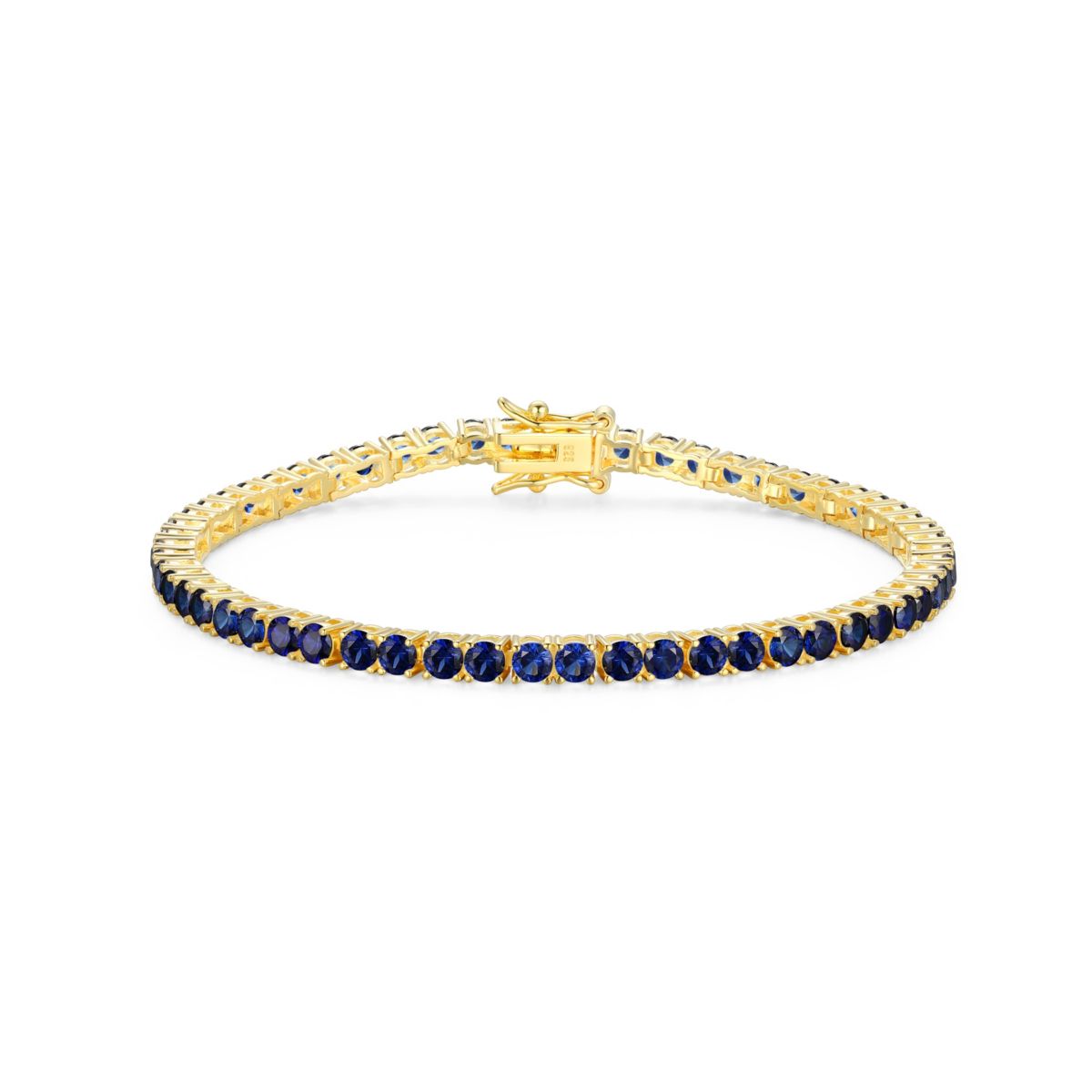 18K Yellow Gold Plated Sterling Silver Womens Birthstone Tennis Bracelet