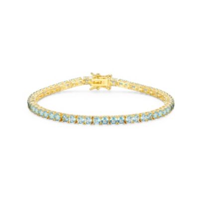 Aurealis 18K Yellow Gold Plated Sterling Silver Women's Birthstone Tennis Bracelet, Blue, 7.25 in