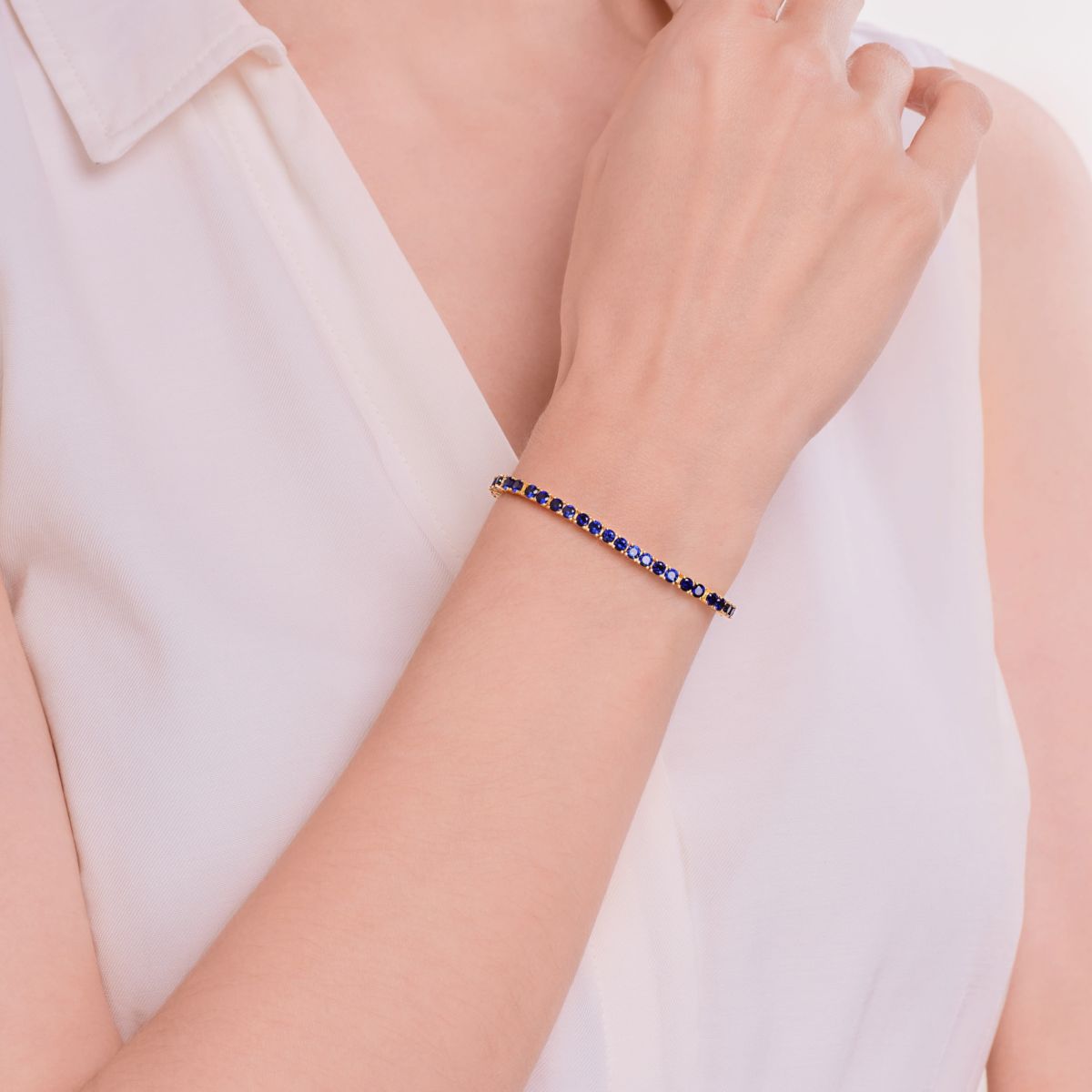 18K Yellow Gold Plated Sterling Silver Womens Birthstone Tennis Bracelet