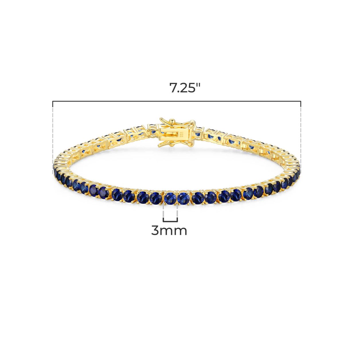 18K Yellow Gold Plated Sterling Silver Womens Birthstone Tennis Bracelet