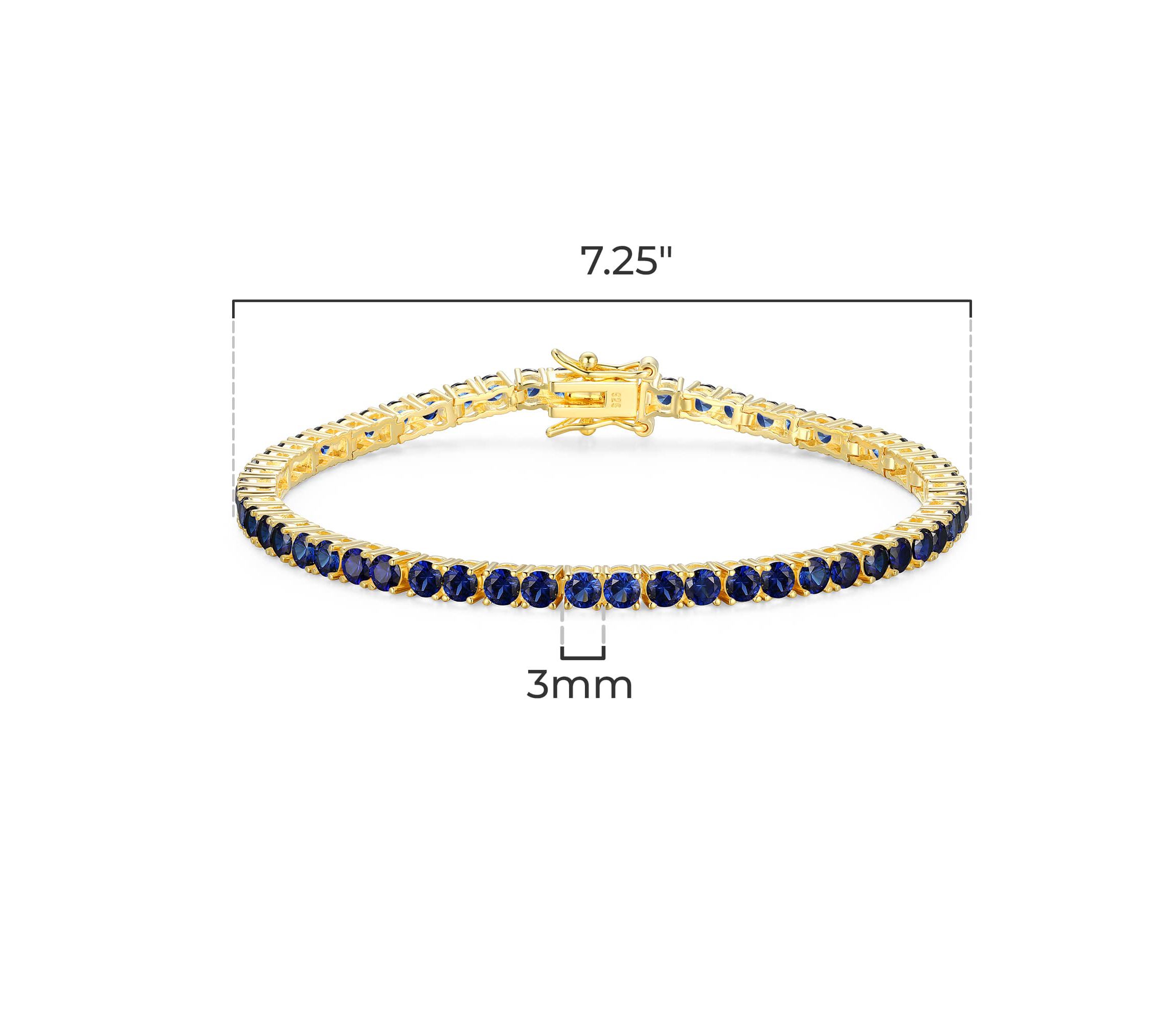 18K Yellow Gold Plated Sterling Silver Womens Birthstone Tennis Bracelet