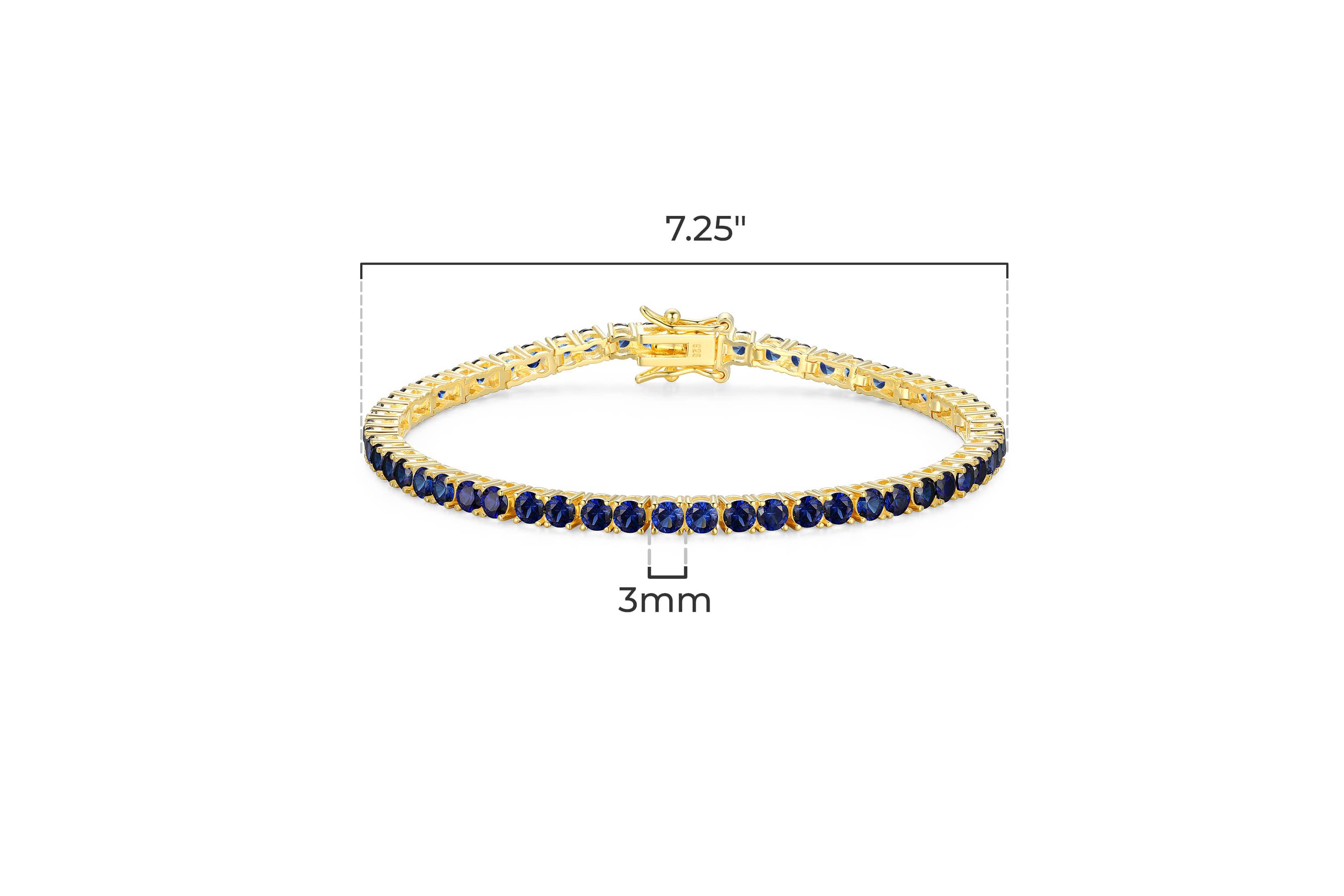 18K Yellow Gold Plated Sterling Silver Womens Birthstone Tennis Bracelet