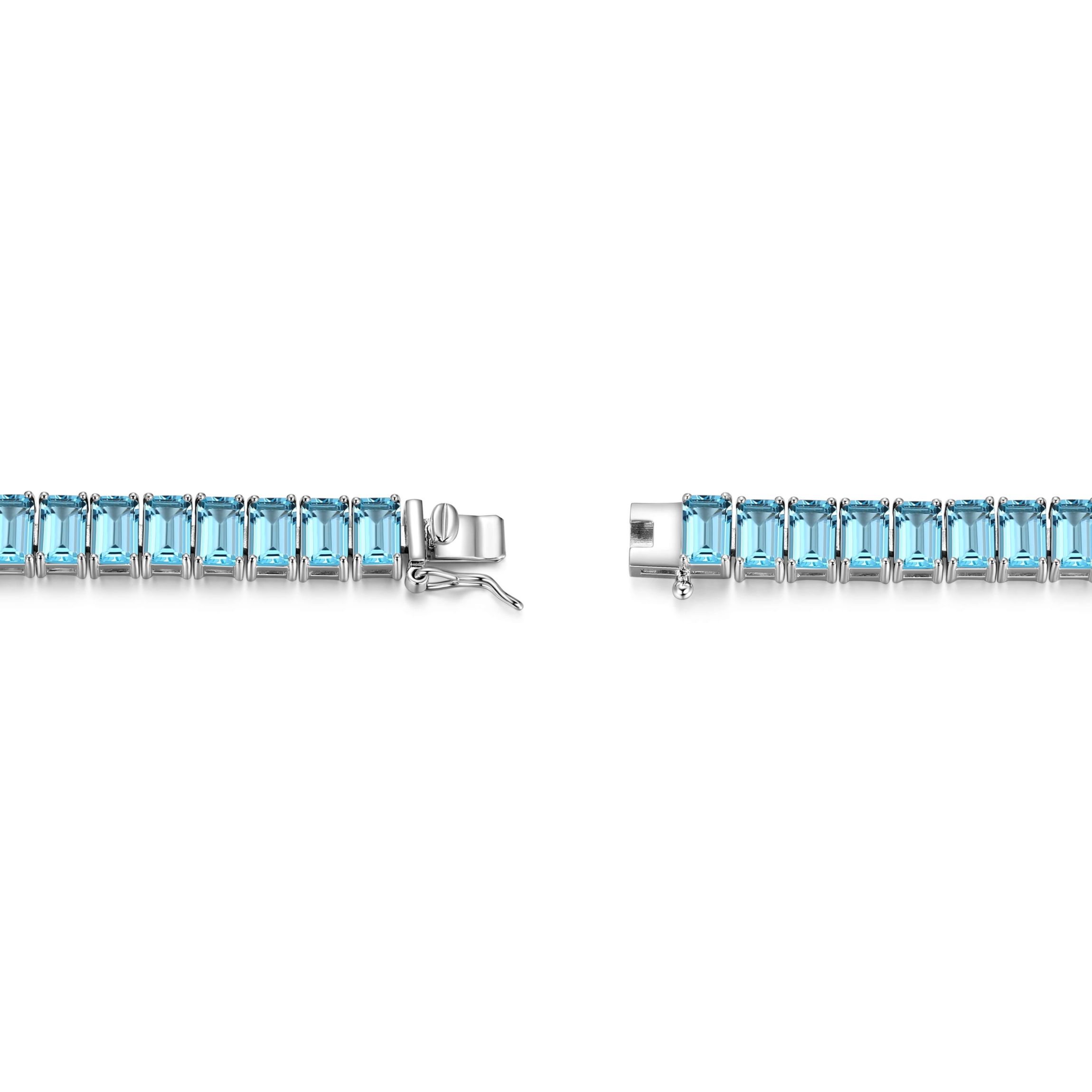 Rhodium Plated Sterling Silver Womens Genuine Gemstone Tennis Bracelet