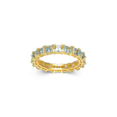 Aurealis 18K Yellow Gold Plated Sterling Silver Women's Genuine Blue Topaz or Genuine Citrine Gemstone Eternity Ring, 6