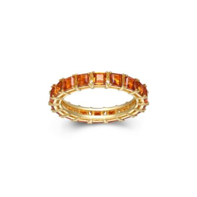 Aurealis 18K Yellow Gold Plated Sterling Silver Women's Genuine Blue Topaz or Genuine Citrine Gemstone Eternity Ring