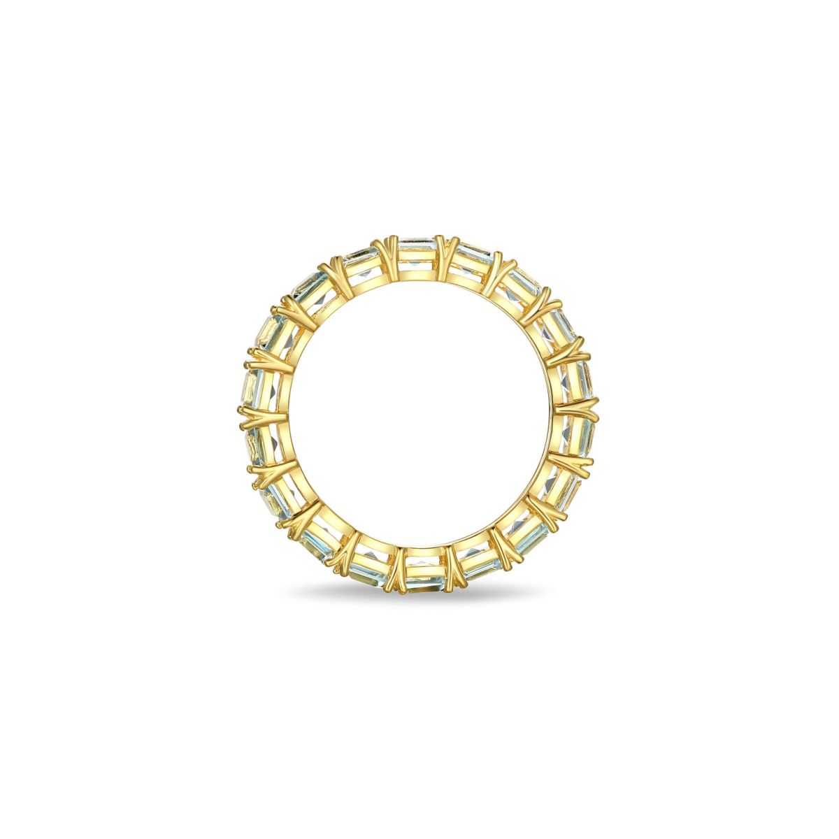 18K Yellow Gold Plated Sterling Silver Womens Genuine Blue Topaz or Genuine Citrine Gemstone Eternity Ring
