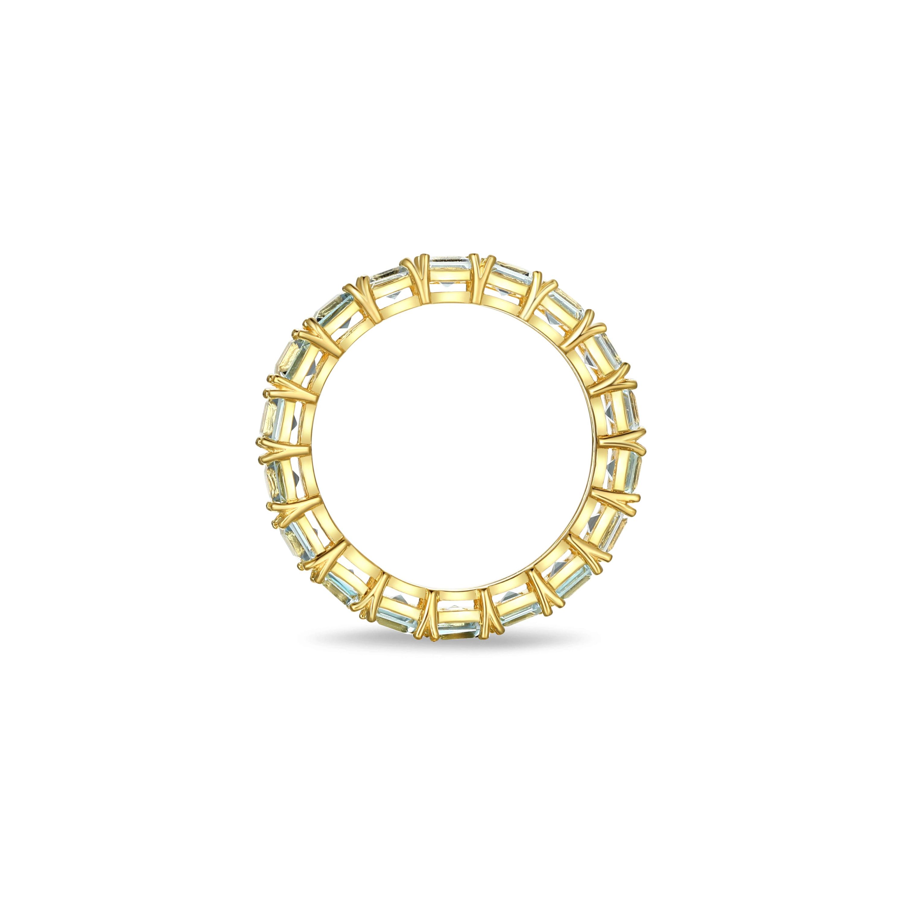 18K Yellow Gold Plated Sterling Silver Womens Genuine Blue Topaz or Genuine Citrine Gemstone Eternity Ring