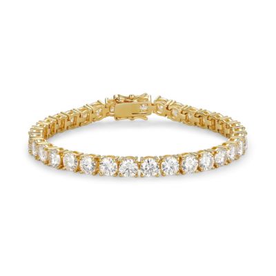 Aurealis 18K Yellow Gold or Rhodium Plated Sterling Silver Women's 14.85 CTTW Moissanite Tennis Bracelet, 7 in