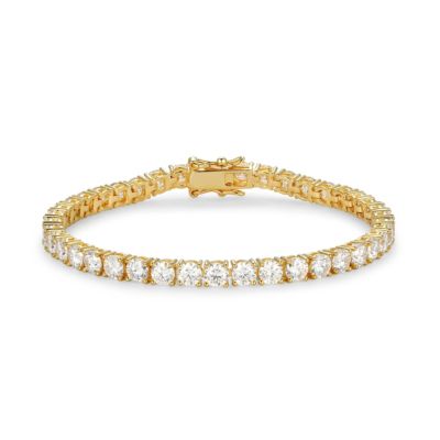 Aurealis 18K Yellow Gold or Rhodium Plated Sterling Silver Women's 11.07 CTTW Moissanite Tennis Bracelet, 7 in