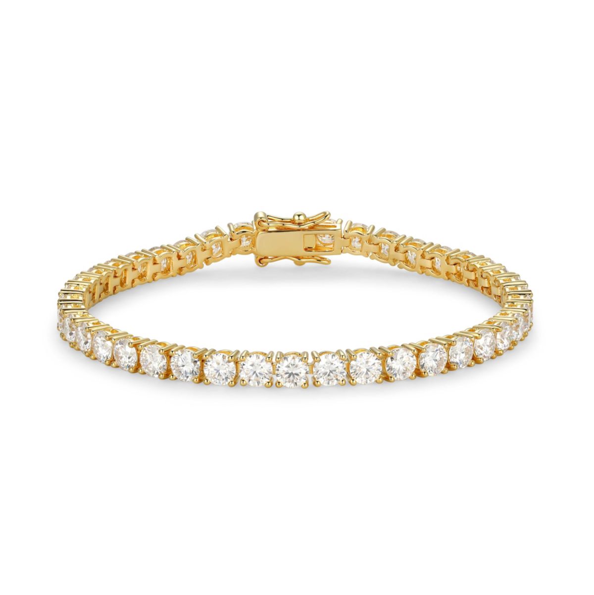 18K Yellow Gold or Rhodium Plated Sterling Silver Womens 11.07 CTTW Moissanite Tennis Bracelet