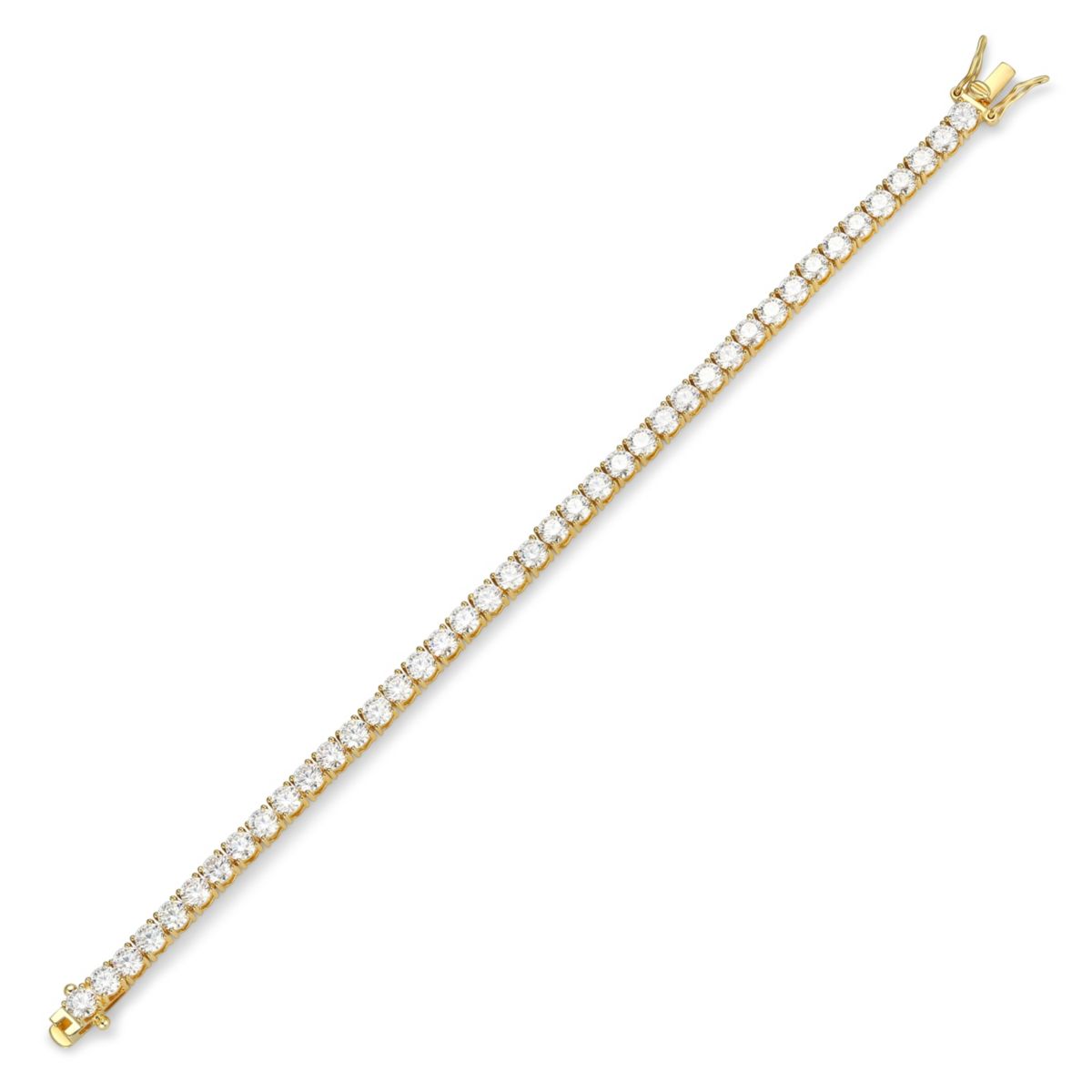 18K Yellow Gold or Rhodium Plated Sterling Silver Womens 11.07 CTTW Moissanite Tennis Bracelet