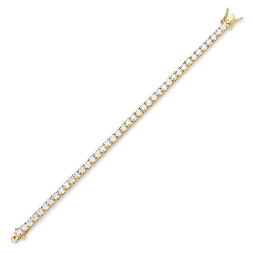 18K Yellow Gold or Rhodium Plated Sterling Silver Womens 11.07 CTTW Moissanite Tennis Bracelet