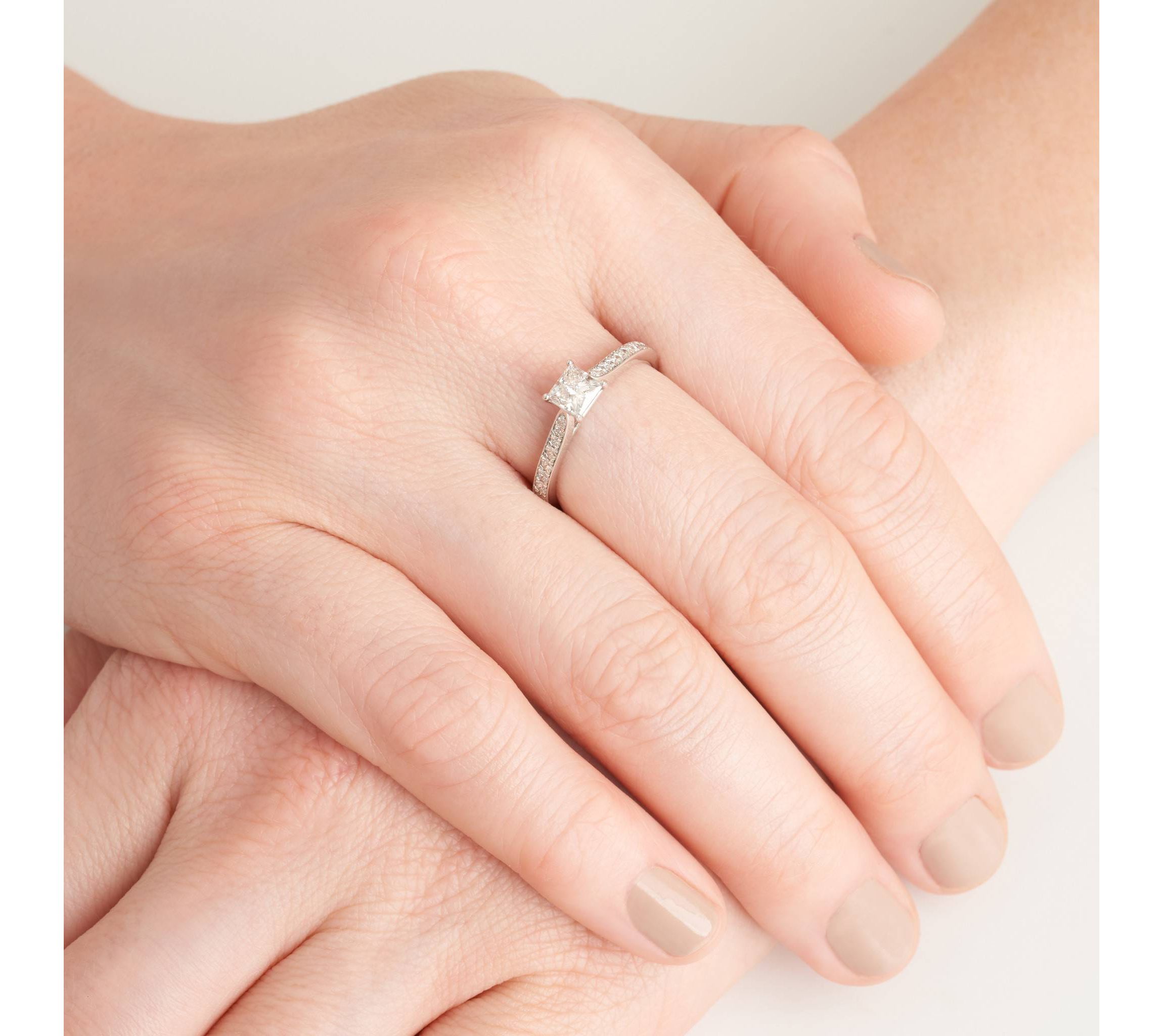 3/4 CT TW Lab Grown Diamond Ring in Rhodium Plated Sterling Silver
