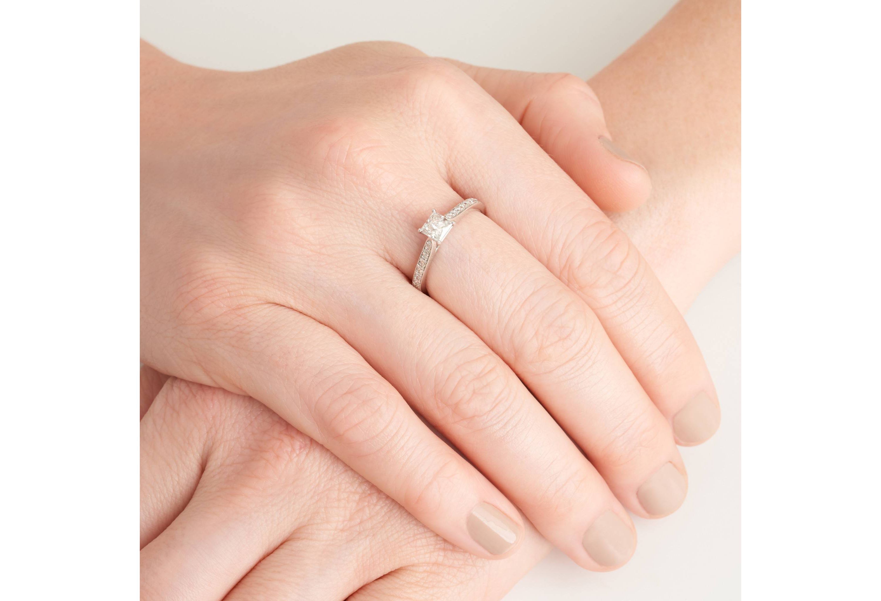 3/4 CT TW Lab Grown Diamond Ring in Rhodium Plated Sterling Silver