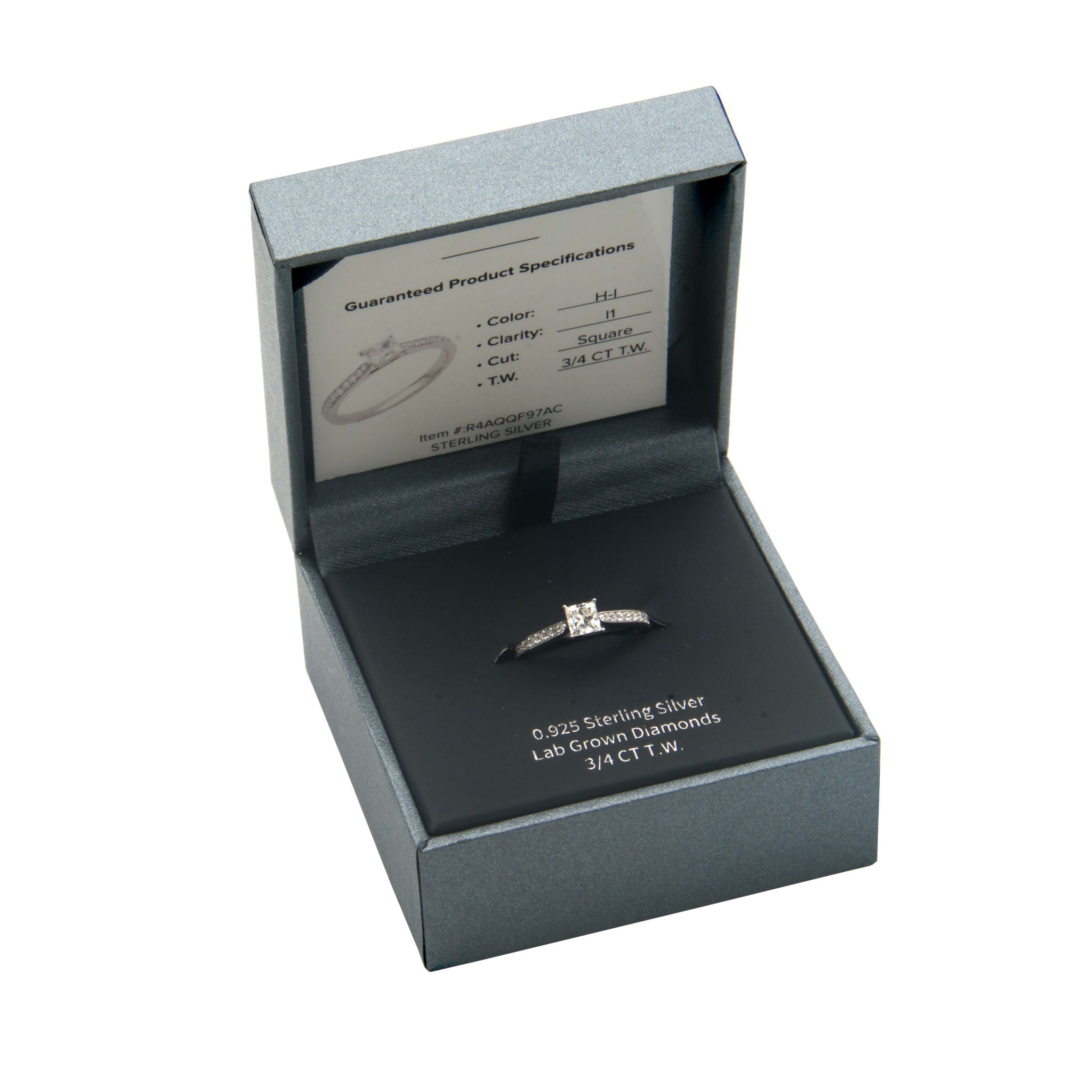 3/4 CT TW Lab Grown Diamond Ring in Rhodium Plated Sterling Silver