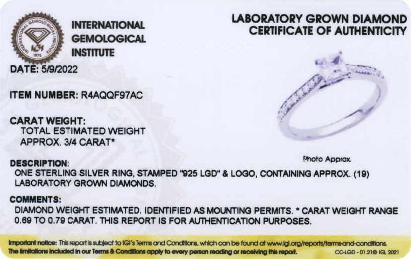 3/4 CT TW Lab Grown Diamond Ring in Rhodium Plated Sterling Silver