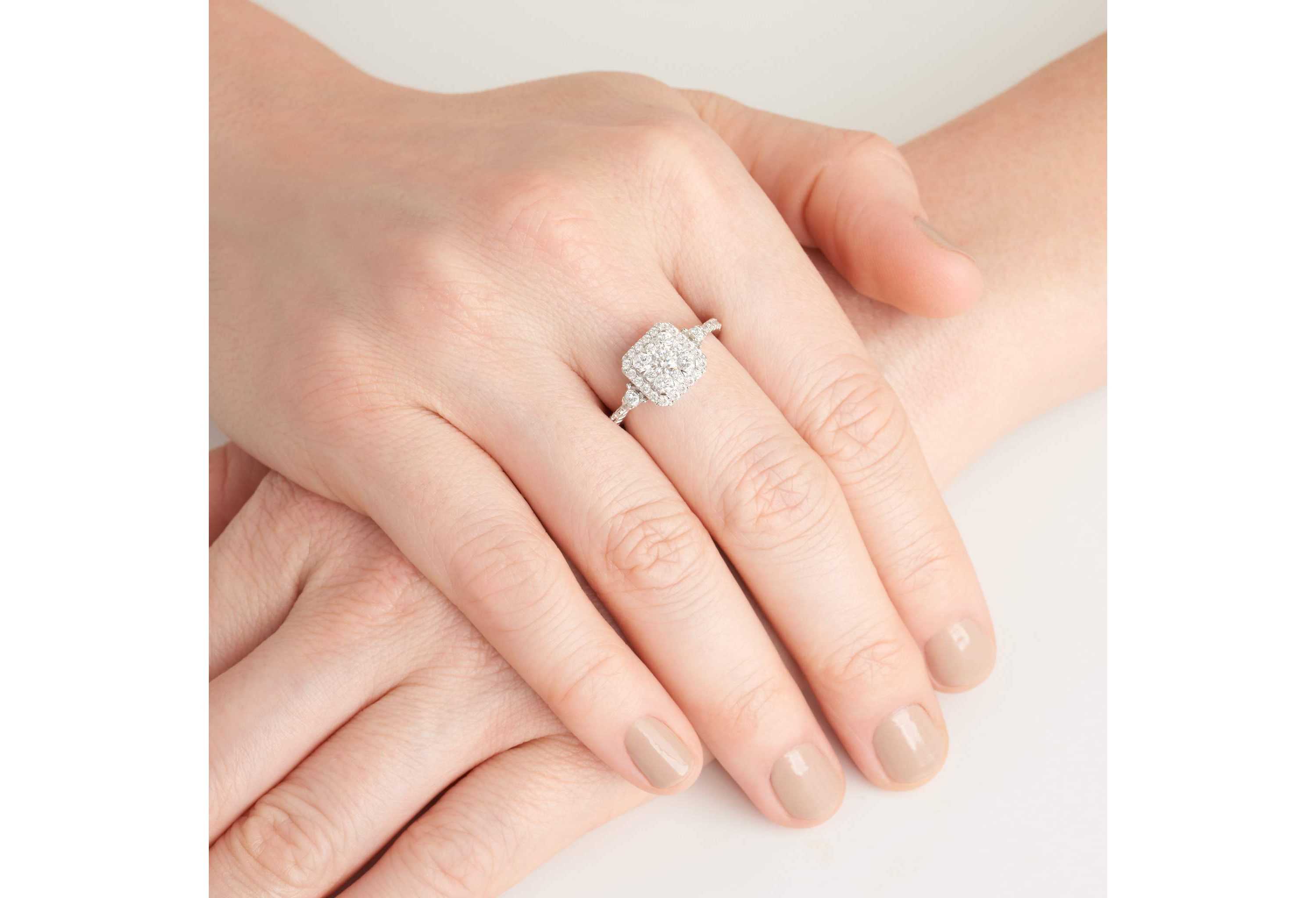 1 CT TW Lab Grown Diamond Ring Rhodium Plated Sterling Silver Ring