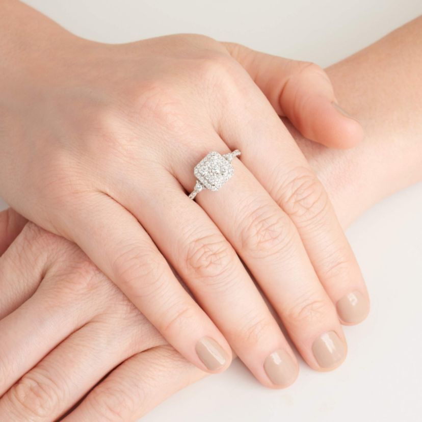 1 CT TW Lab Grown Diamond Ring Rhodium Plated Sterling Silver Ring