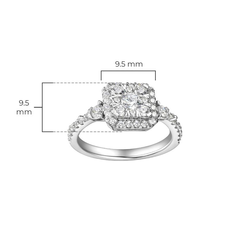 1 CT TW Lab Grown Diamond Ring Rhodium Plated Sterling Silver Ring