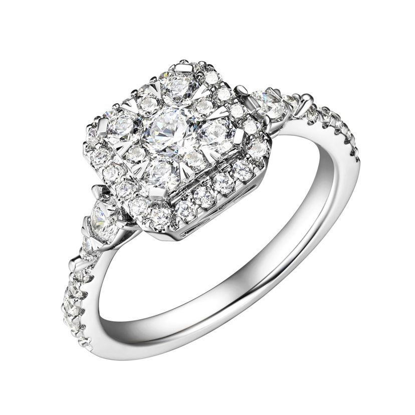 1 CT TW Lab Grown Diamond Ring Rhodium Plated Sterling Silver Ring