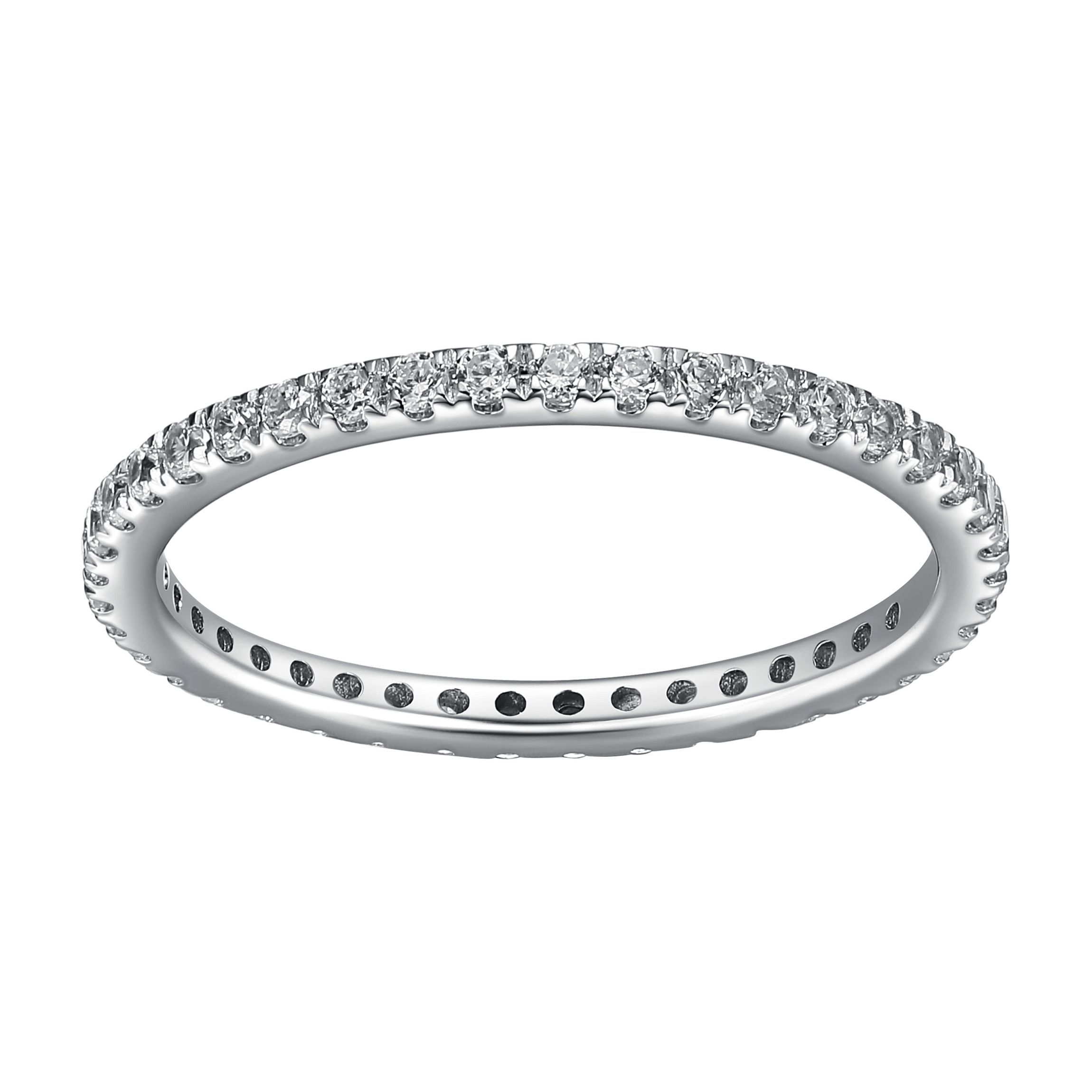 1/2 CT TW Lab Grown Diamond Rhodium Plated Sterling Silver Band Ring