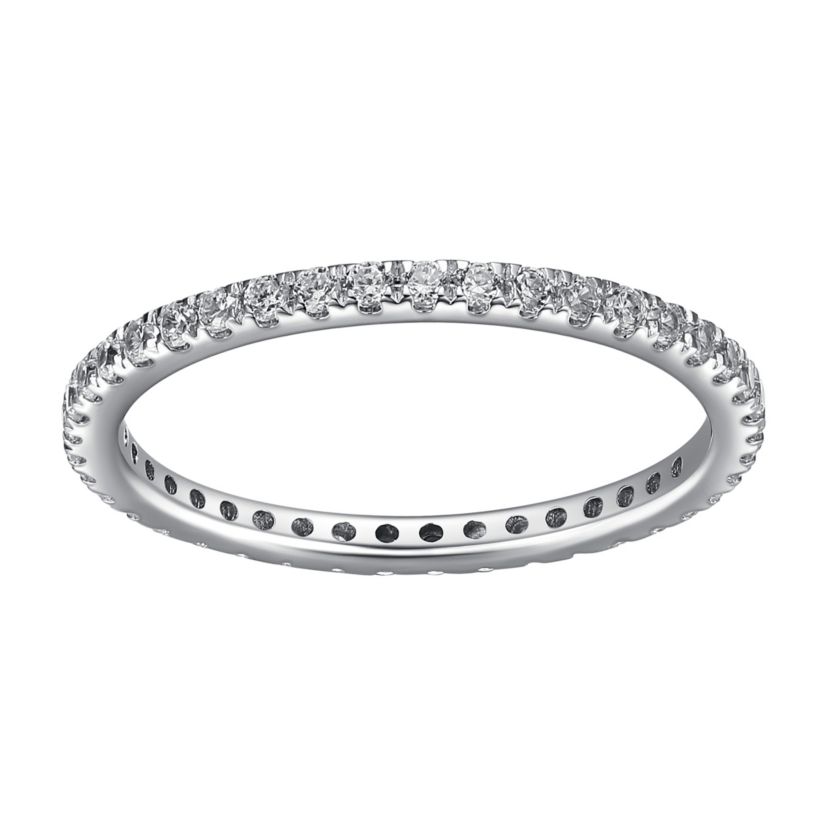 1/2 CT TW Lab Grown Diamond Rhodium Plated Sterling Silver Band Ring
