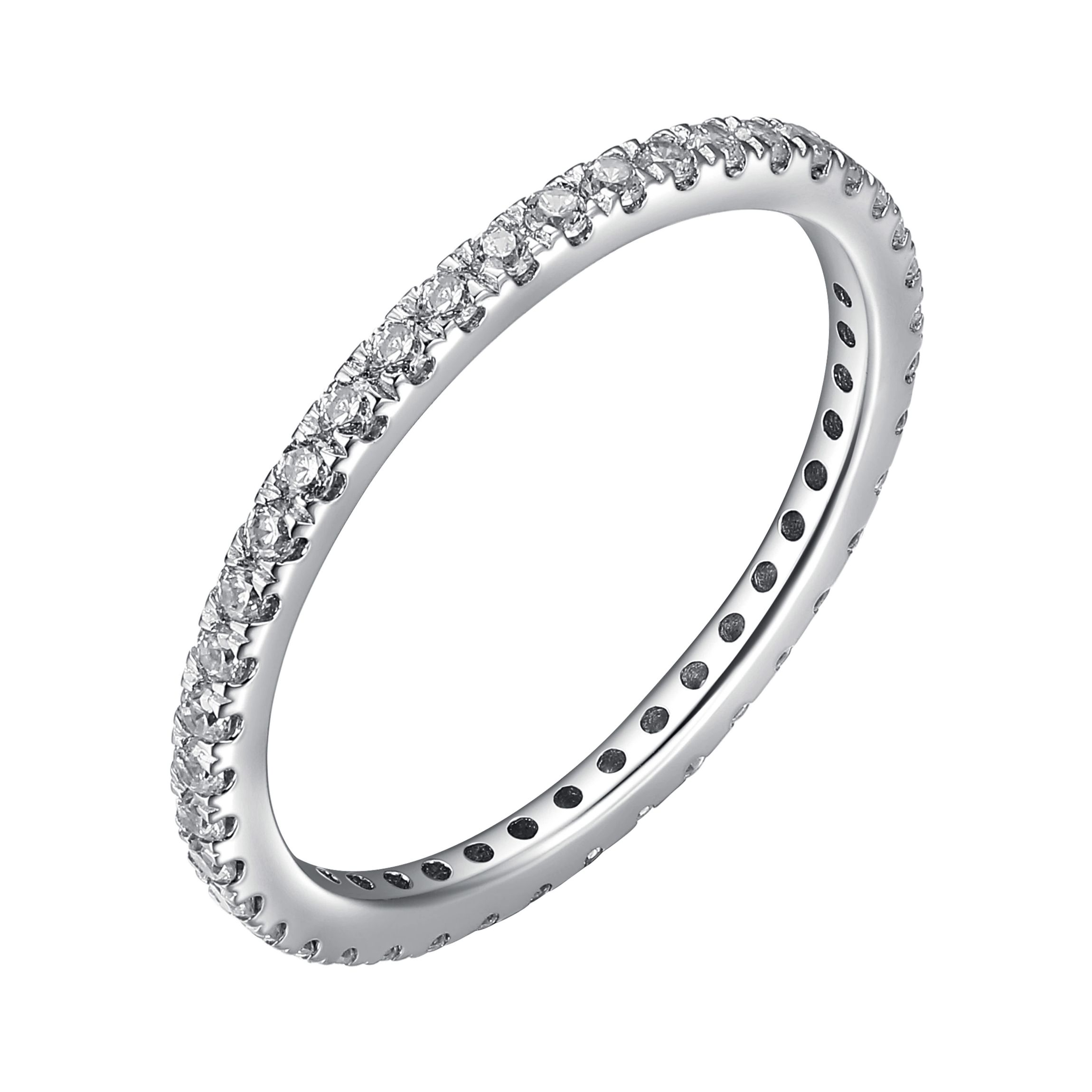 1/2 CT TW Lab Grown Diamond Rhodium Plated Sterling Silver Band Ring