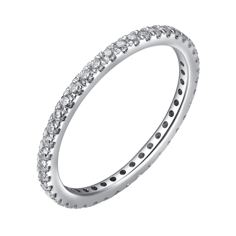 1/2 CT TW Lab Grown Diamond Rhodium Plated Sterling Silver Band Ring