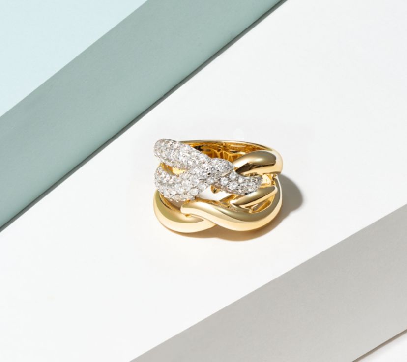 18K Gold Plated Sterling Silver 1 CT TW Lab Grown Diamond Ring