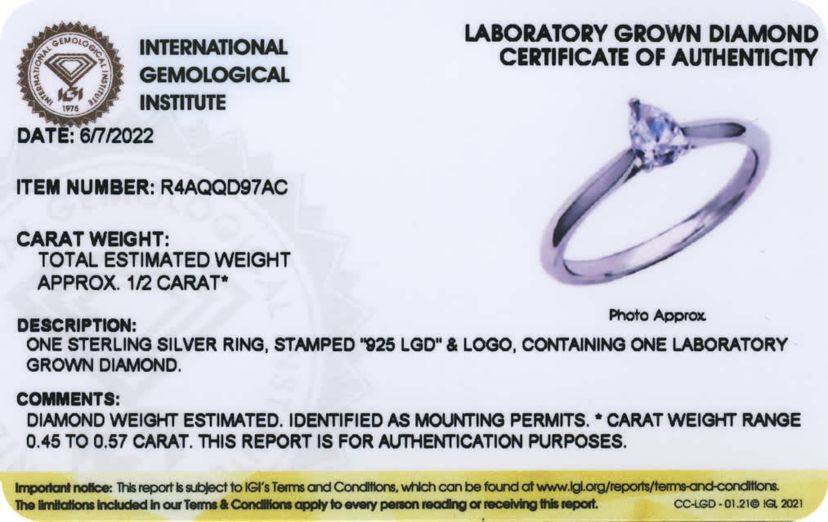 1/2 CT TW Lab Grown Diamond Pear Ring in Rhodium Plated Sterling Silver