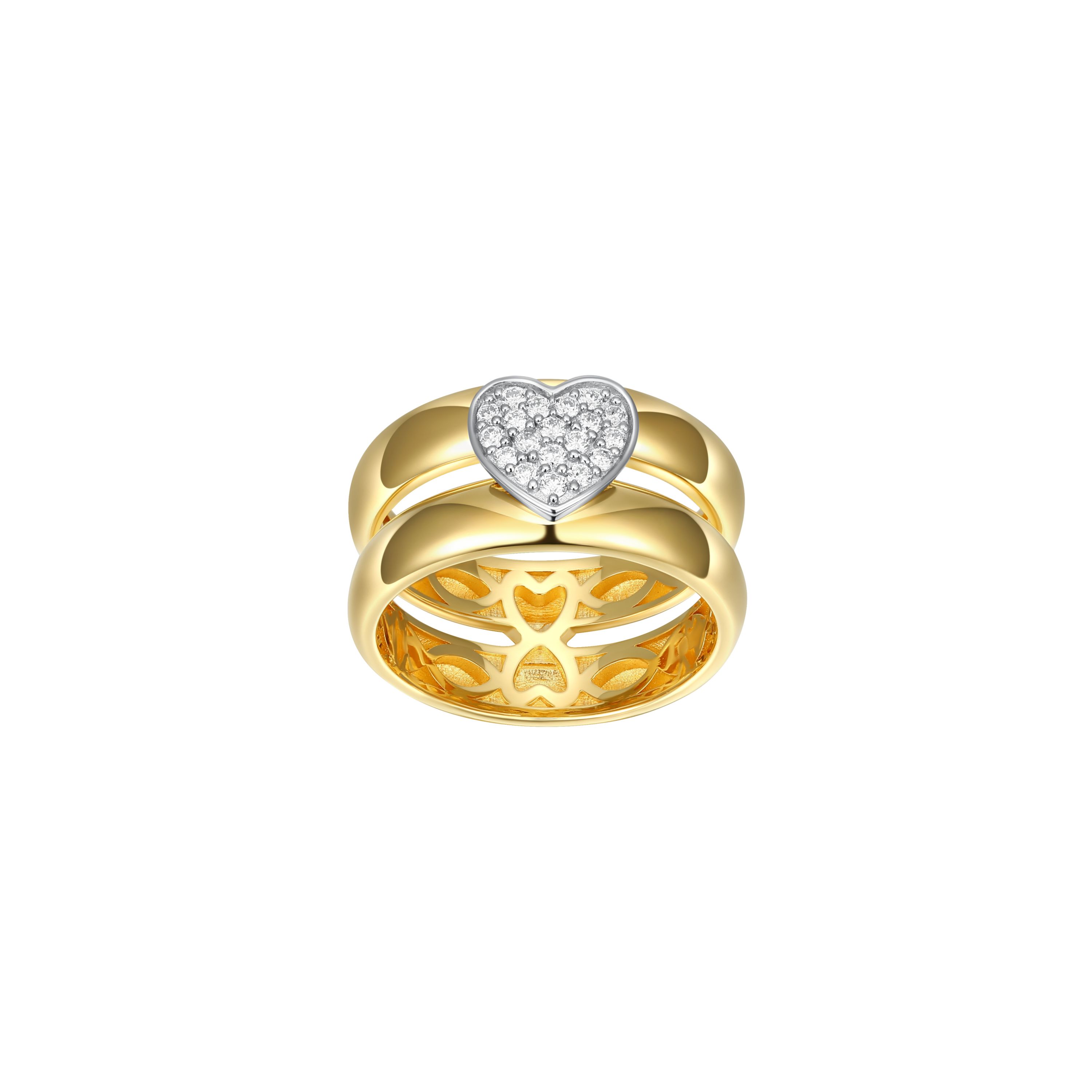 18K Gold Plated Sterling Silver 1/5 CT TW Lab Grown Diamond Heart Ring